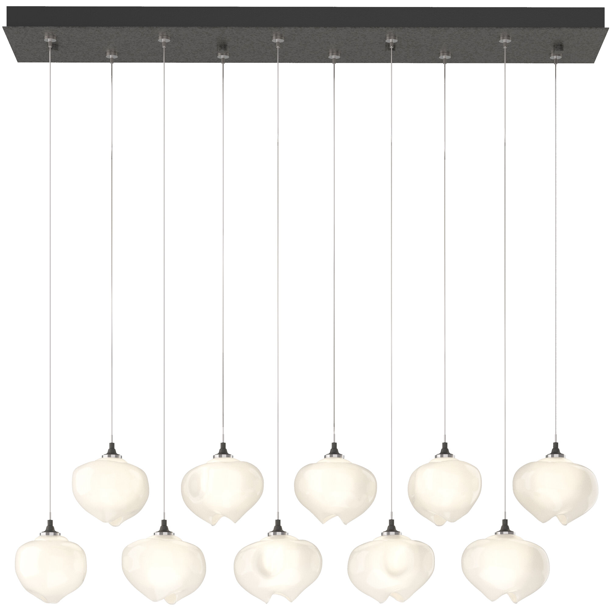 Ume 10 Light 44.7 inch Natural Iron Pendant Ceiling Light in Frosted, Rectangular