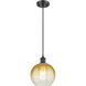 Ballston Brookhaven Globe 1 Light 7.88 inch Matte Black Mini Pendant Ceiling Light in Amber Glass