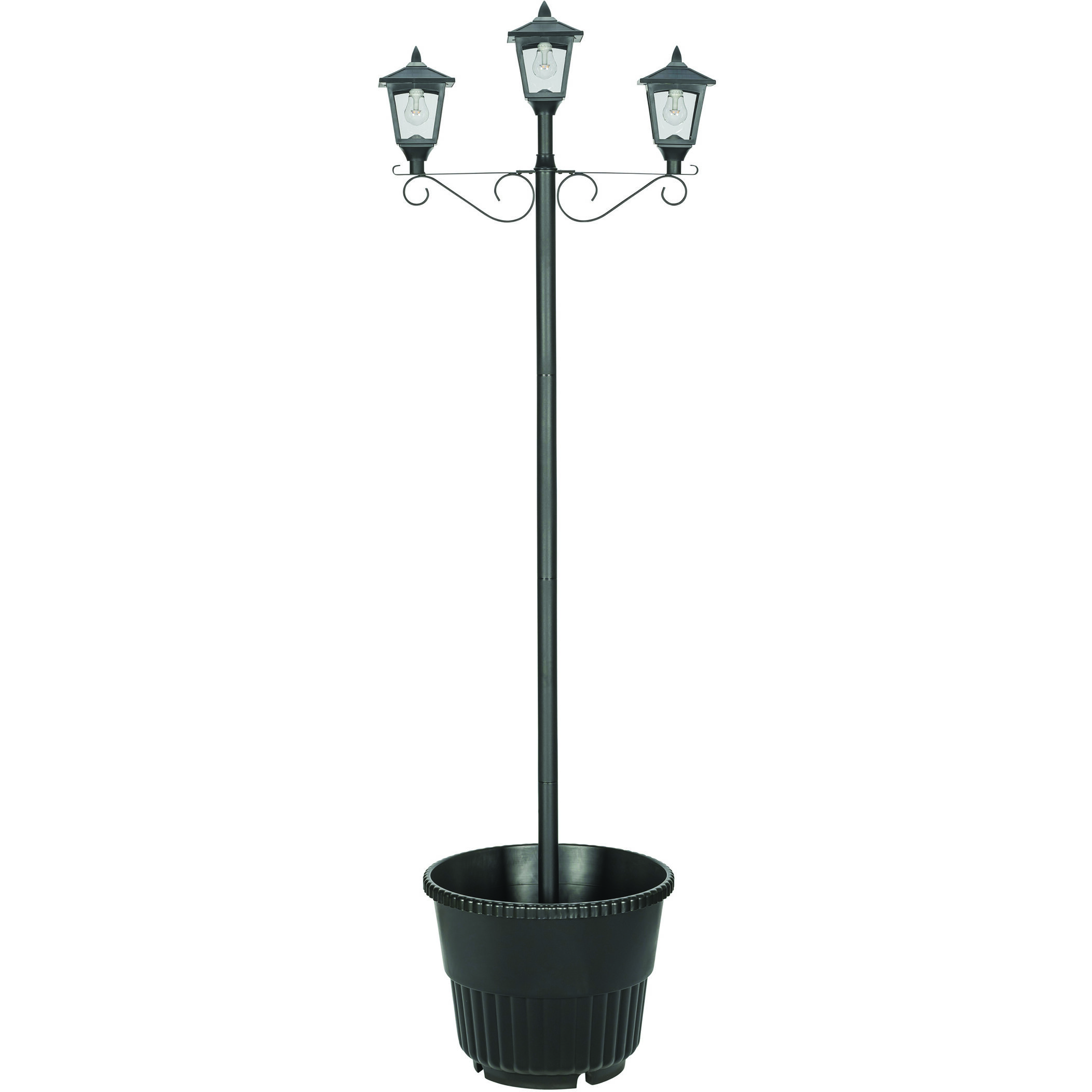 Triple Head 3 Light 78.5 inch Black Post Light, Solar