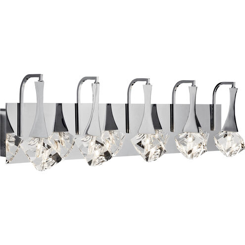 Rockne LED 32 inch Chrome Bathroom Vanity Light Wall Light, 5 Arm or More