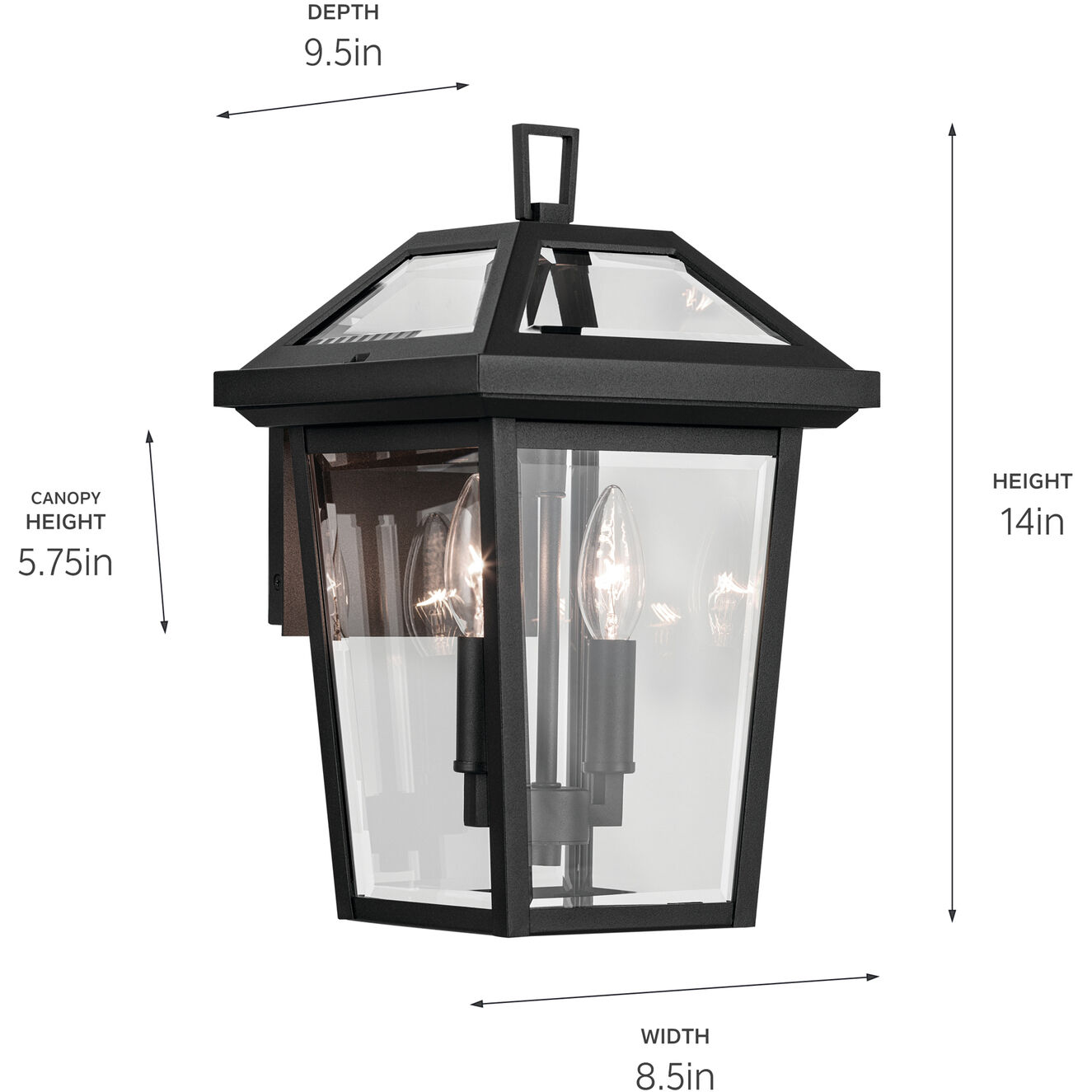 Regence 2 Light 14 inch Black Textured Outdoor Wall, Small