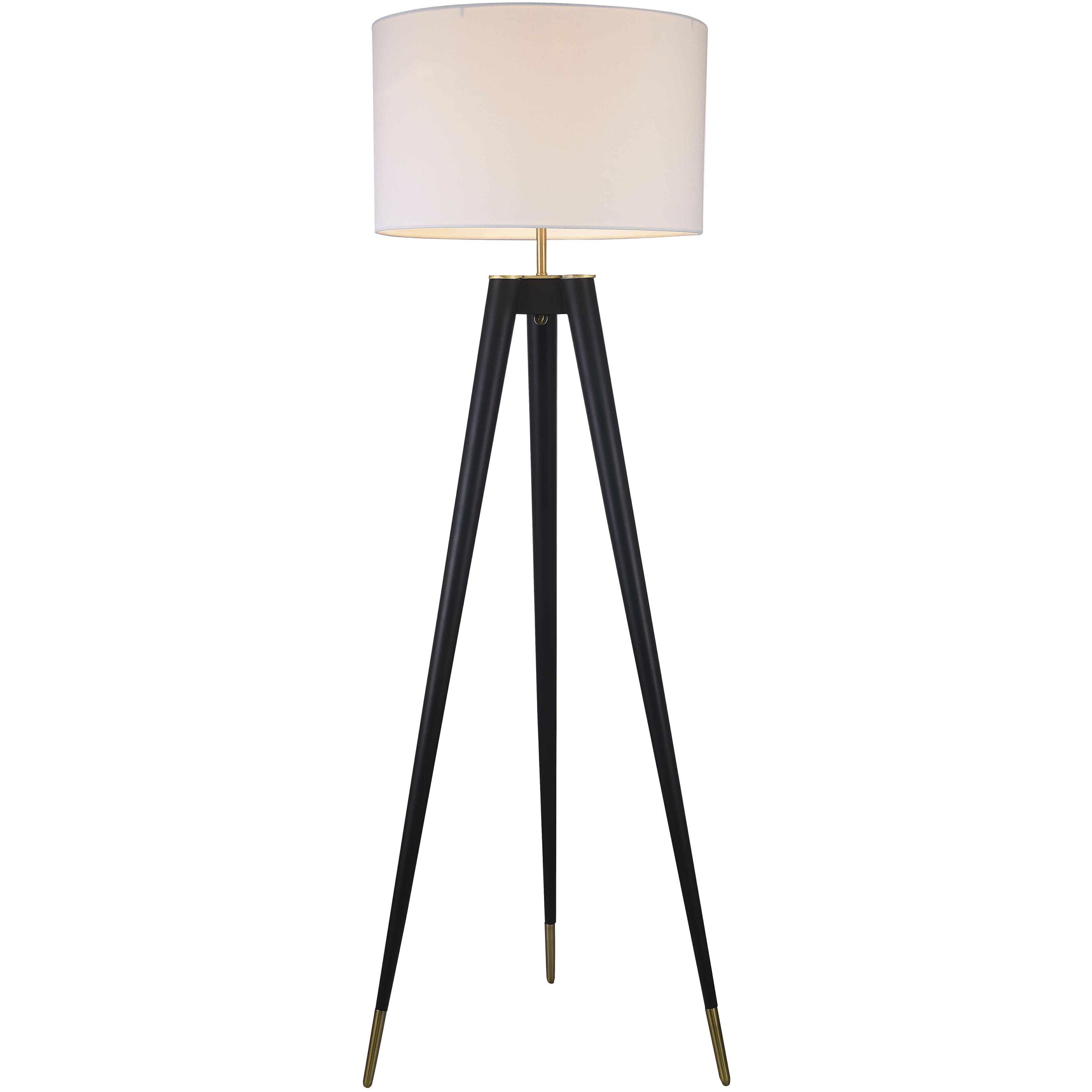 Canada 63 inch 100.00 watt Black and Brass Floor Lamp Portable Light