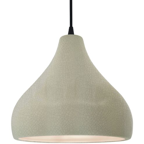 Radiance LED 13.5 inch Celadon Green Crackle and Matte Black Pendant Ceiling Light