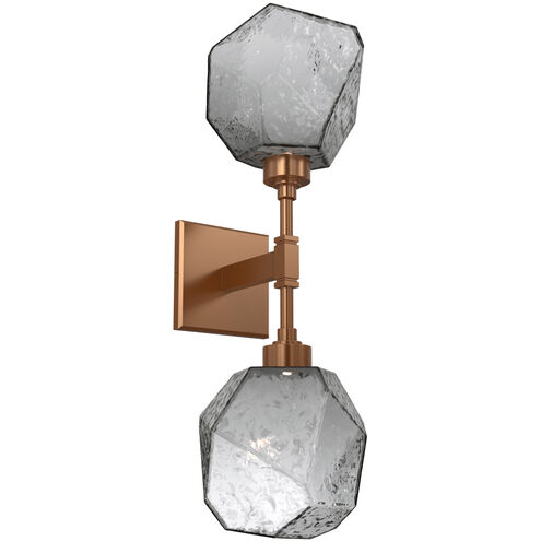 Gem LED 6.5 inch Novel Brass Indoor Sconce Wall Light in Smoke, 2700K LED, Double