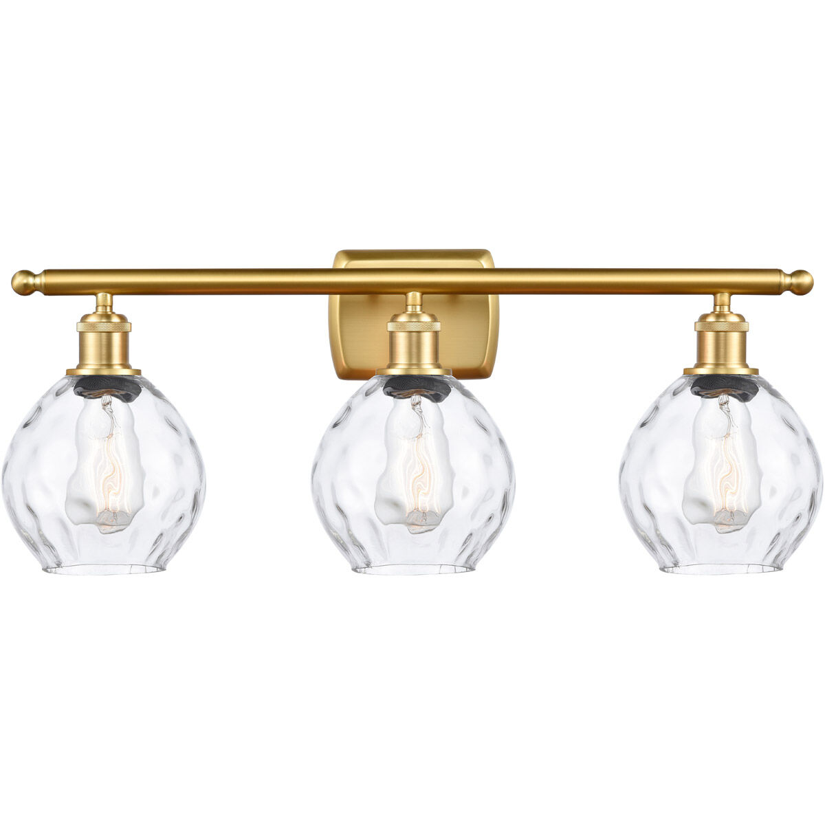 Ballston Small Waverly 3 Light 26 inch Satin Gold Bath Vanity Light Wall Light, Ballston