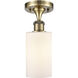Ballston Clymer LED 3.88 inch Antique Brass Semi-Flush Mount Ceiling Light in Matte White Glass, Ballston