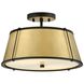 Clarke 2 Light 15 inch Black with Lacquered Dark Brass accents Foyer Light Ceiling Light, Semi-flush Mount