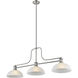 Melange 3 Light 52 inch Brushed Nickel Billiard Ceiling Light in White Linen Glass