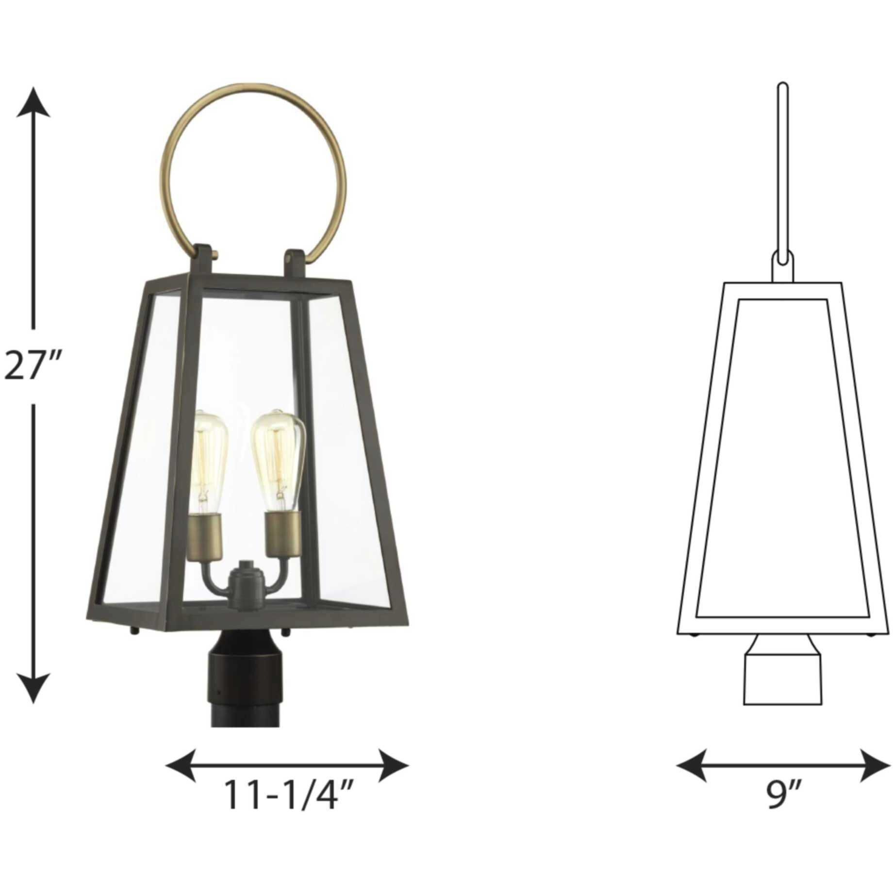 Barnett 2 Light 27 inch Antique Bronze Outdoor Post Lantern