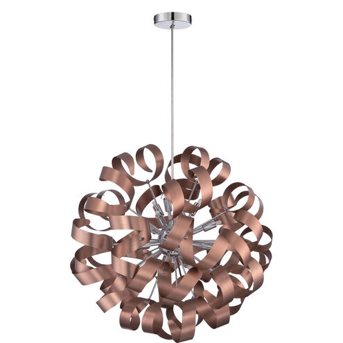 Ribbons 12 Light 23 inch Satin Copper Pendant Ceiling Light