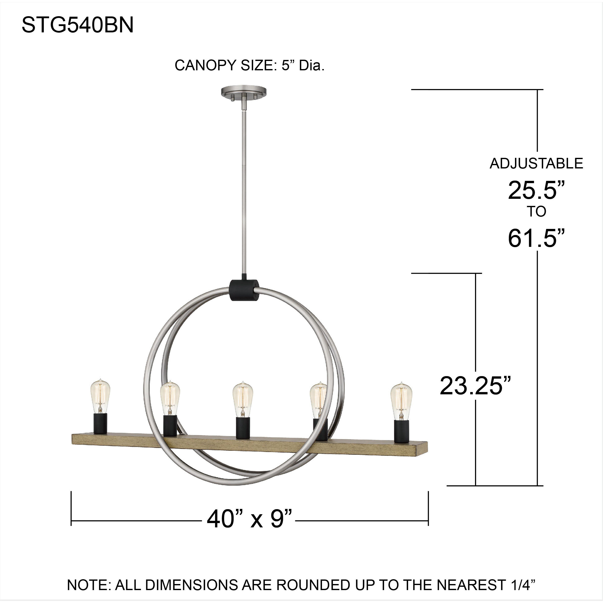 Sterling 5 Light 40 inch Brushed Nickel Island Light Ceiling Light