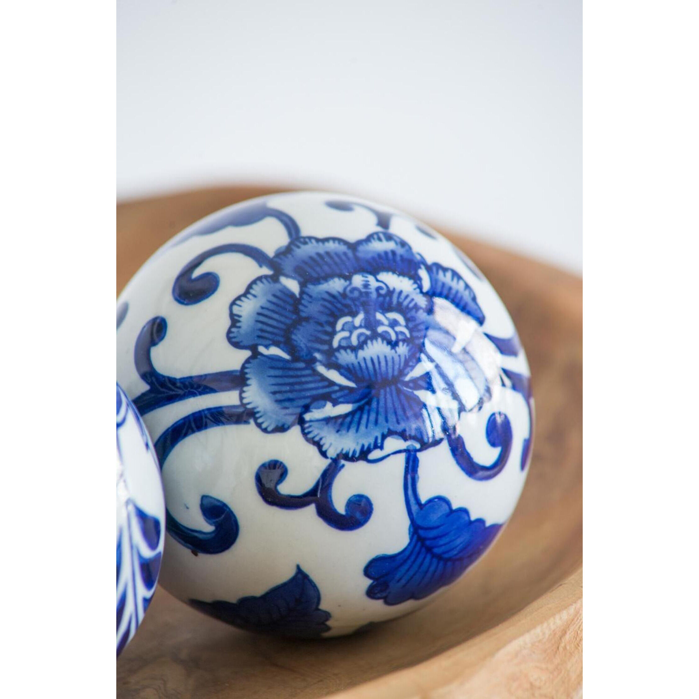 Aline Blue/White Decorative Orb, Set of 4