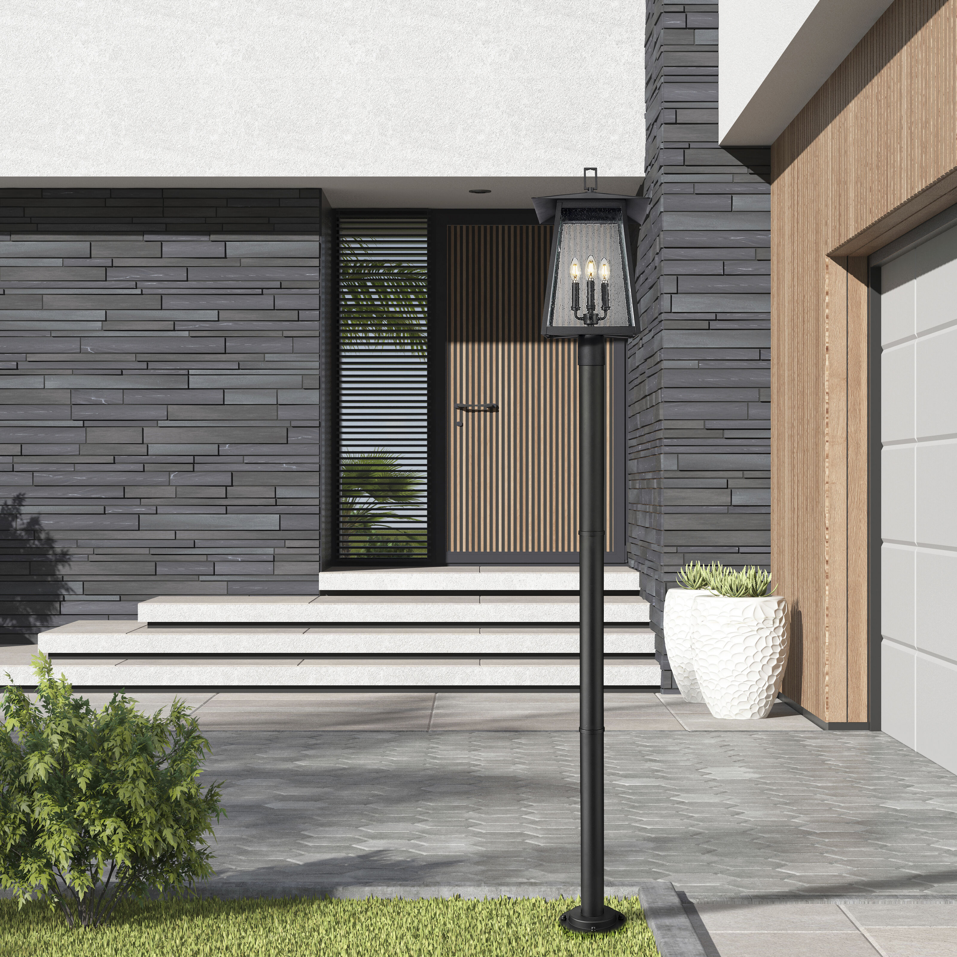 Rainer 4 Light 98 inch Black Outdoor Post Mounted Fixture in G9