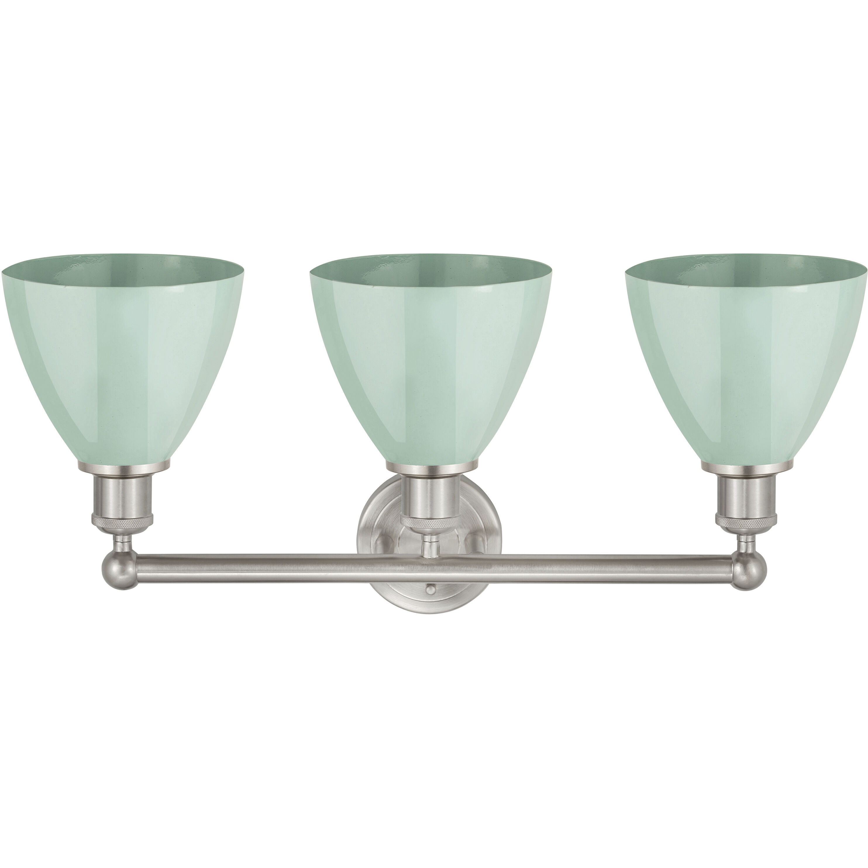 Plymouth Dome 3 Light 25.5 inch Brushed Satin Nickel Bath Vanity Light Wall Light in Seafoam