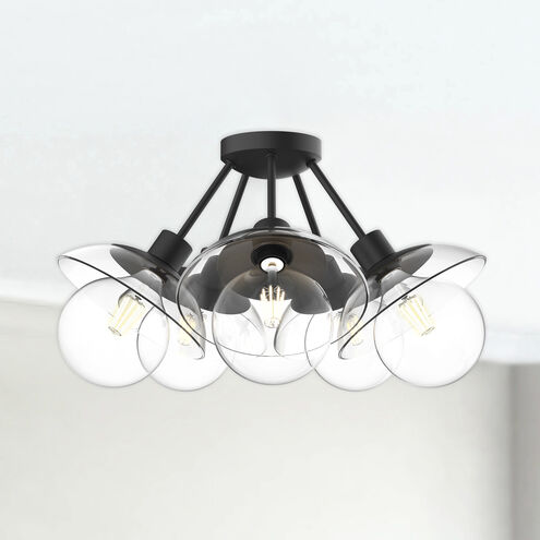 Alora Mood Francesca 5 Light 19.75 inch Matte Black Semi Flush Mount Ceiling Light