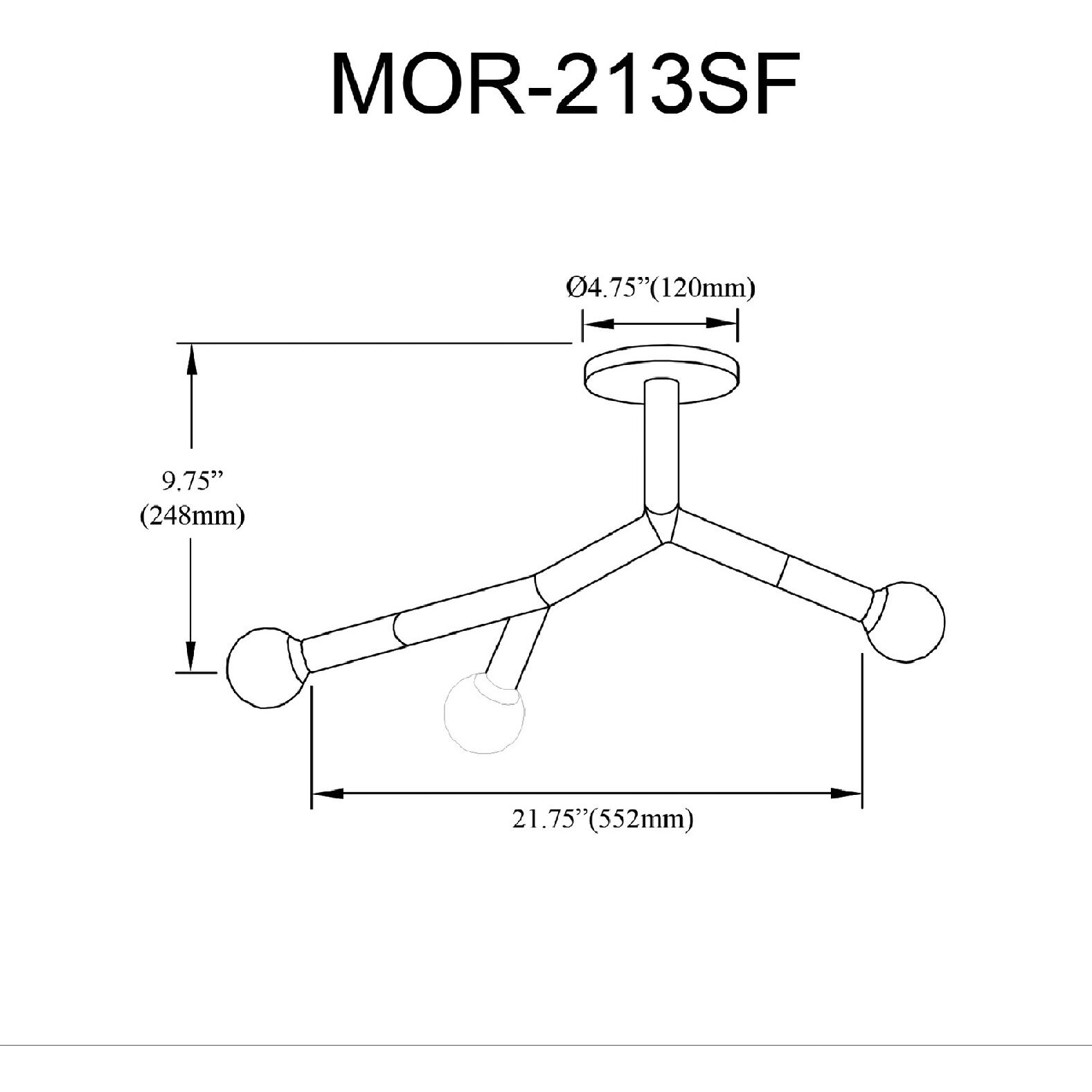 Morgan LED 21.75 inch Matte Black Semi Flush Mount Ceiling Light