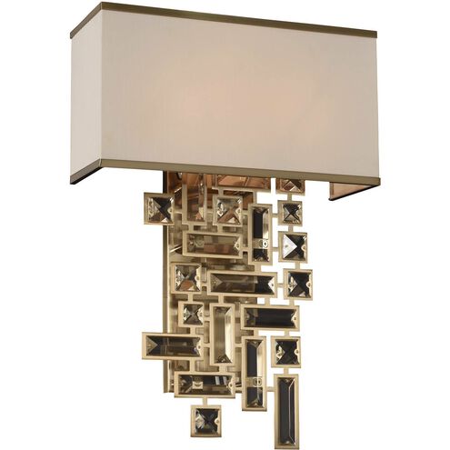 Vermeer 2 Light 13 inch Brushed Champagne Gold Wall Sconce Wall Light in Swarovski Elements Clear