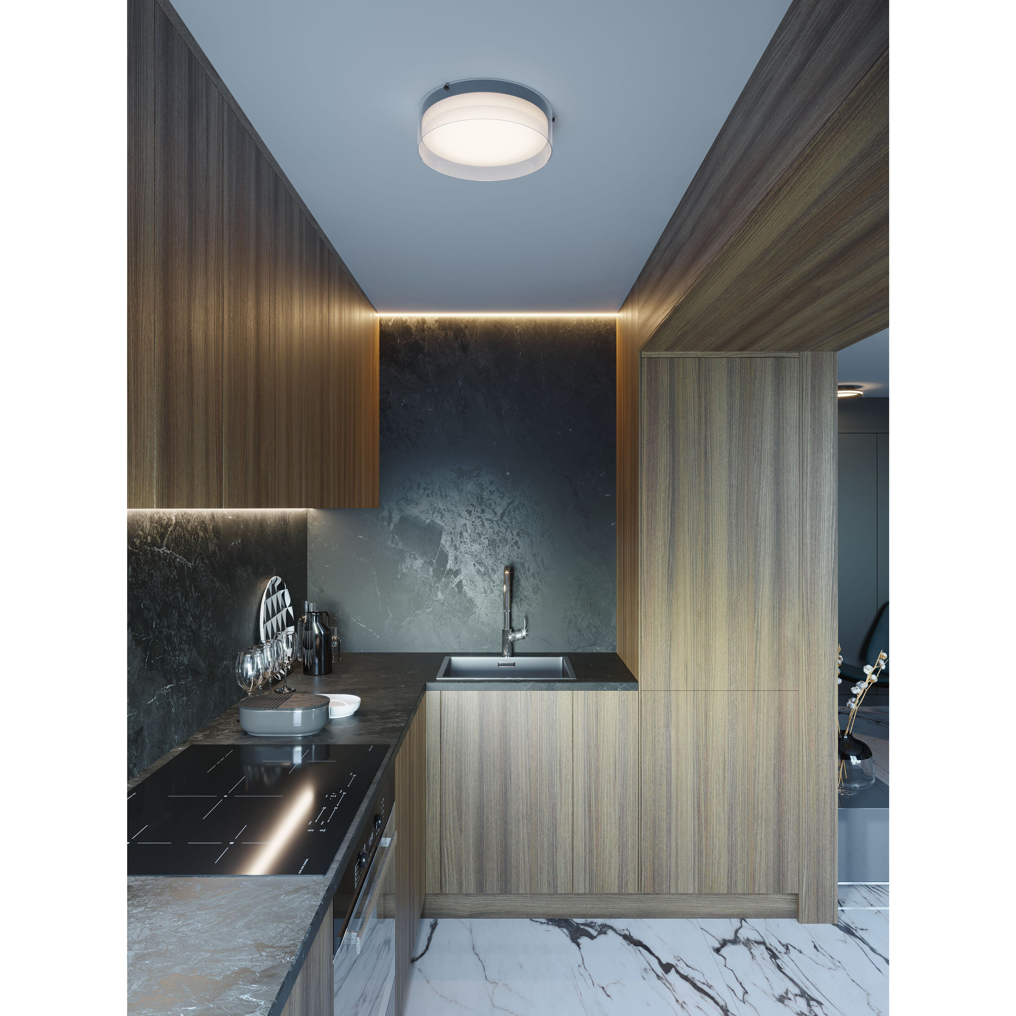 Studio LED 15.5 inch Black Flush Mount Ceiling Light