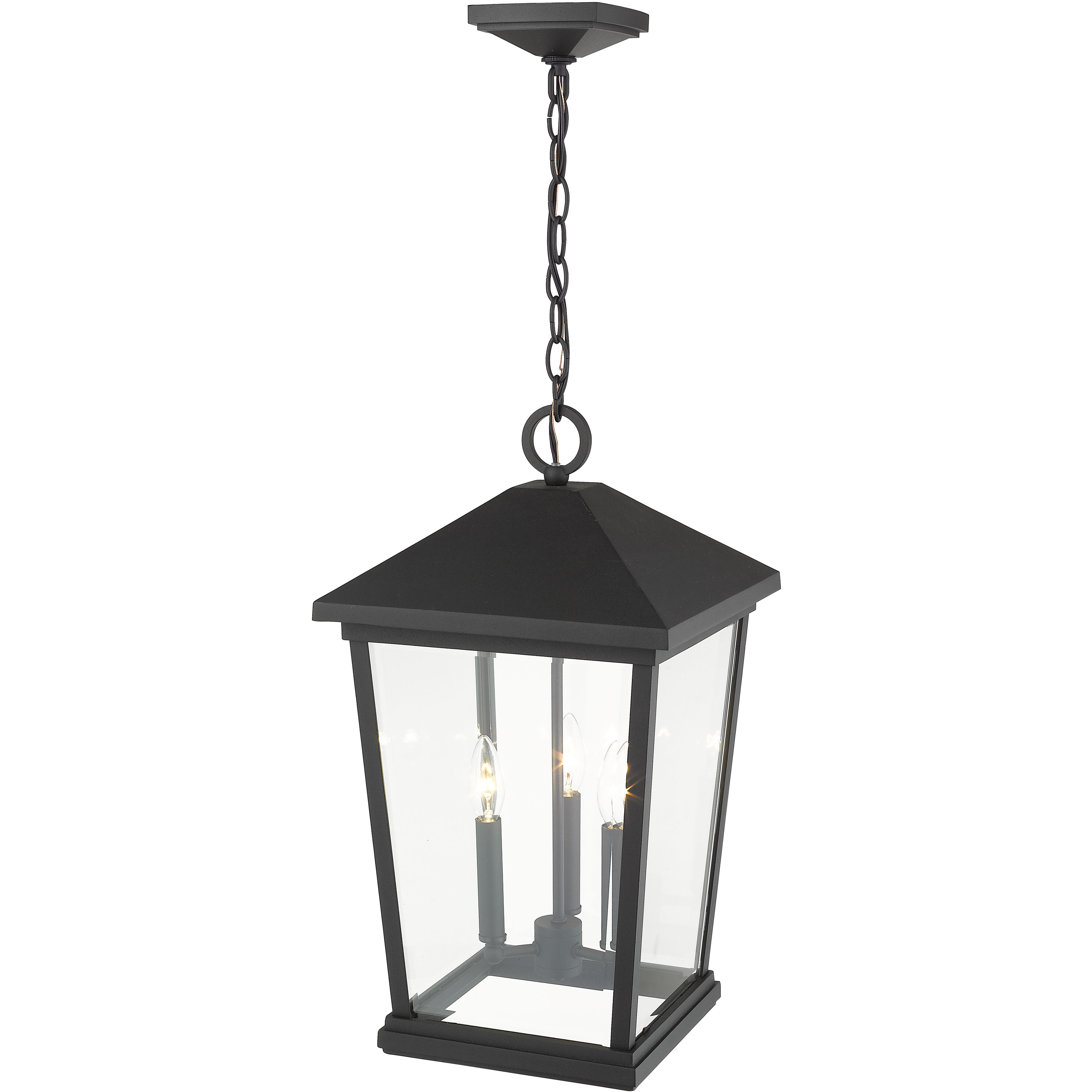 Beacon 3 Light 12 inch Black Outdoor Chain Mount Ceiling Fixture