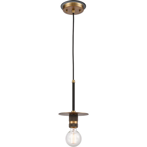 Restoration Aurora 1 Light 5.88 inch Black Brushed Brass Mini Pendant Ceiling Light, Restoration