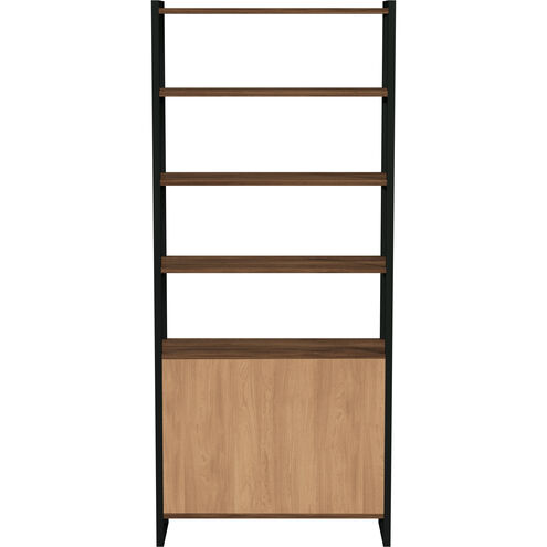 Drake 73" Two Door Walnut Bookcase Etagere in Medium Brown
