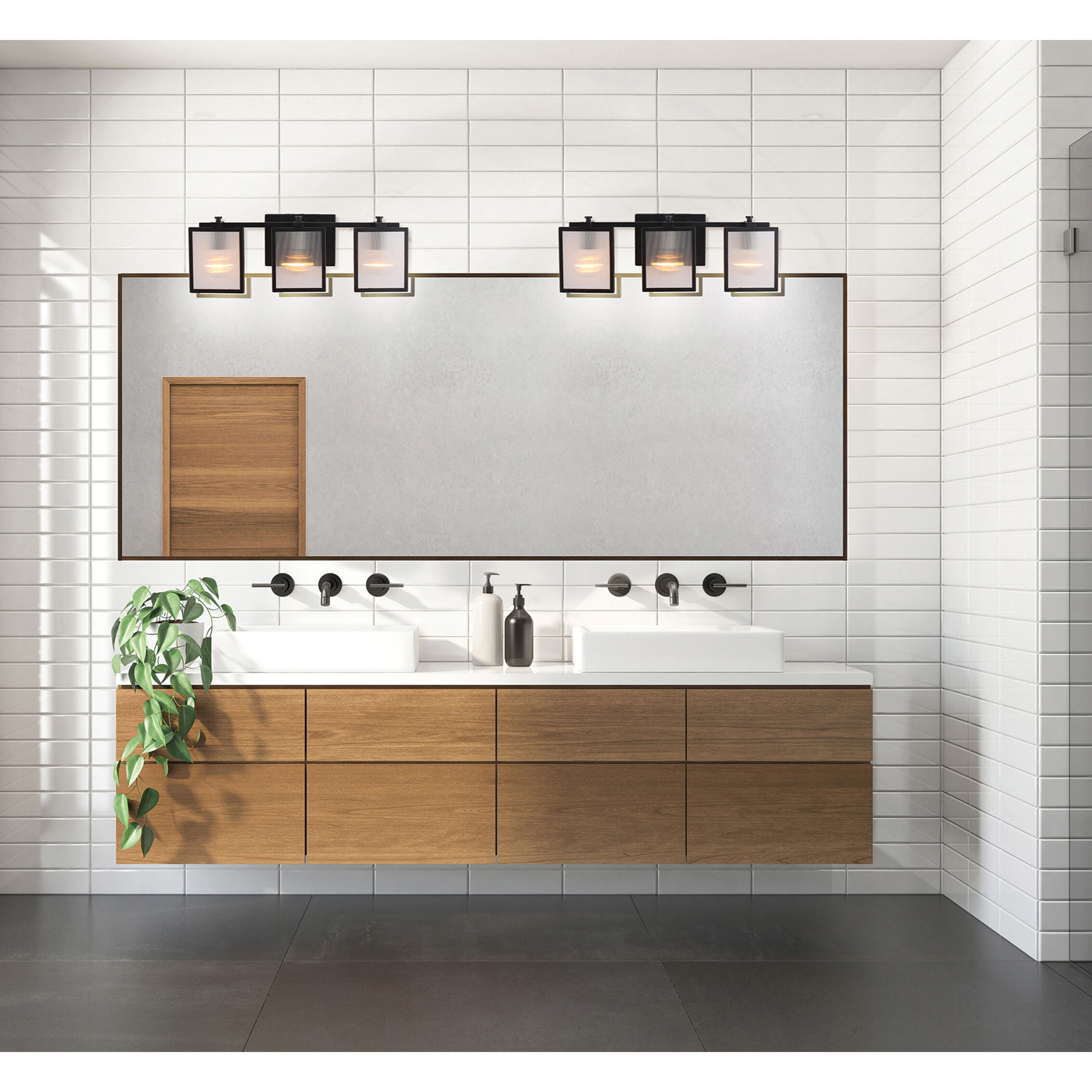 Henessy 3 Light 21.88 inch Black and Brushed Nickel Bath Vanity Wall Light