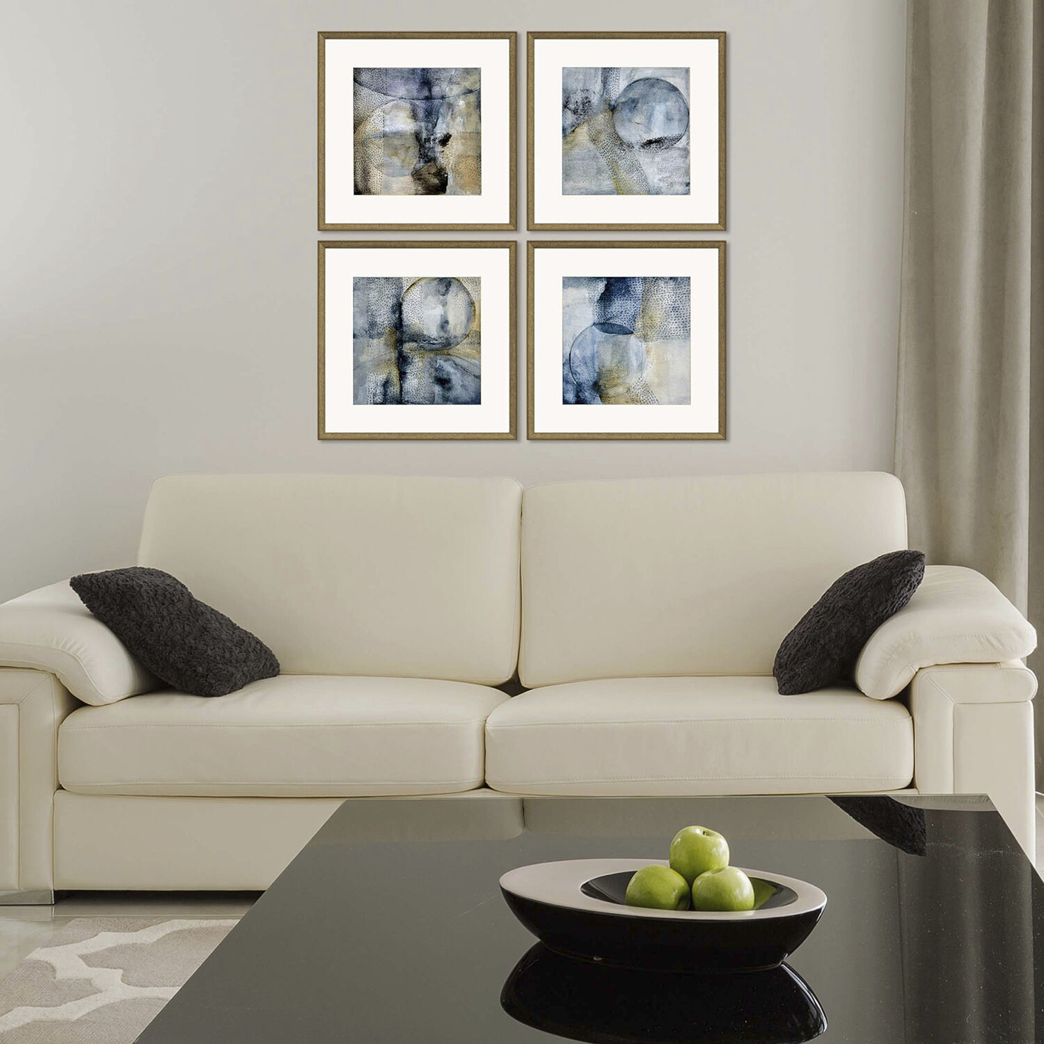 Abstract Blue and Yellow and Brown and Gray Framed Art