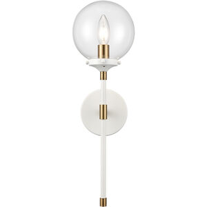 Boudreaux 1 Light 6 inch Matte White with Satin Brass Sconce Wall Light