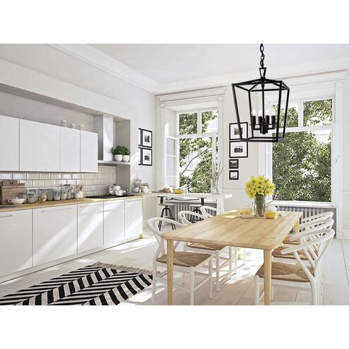 Cage 4 Light 12 inch Matte Black Pendant Ceiling Light, Small