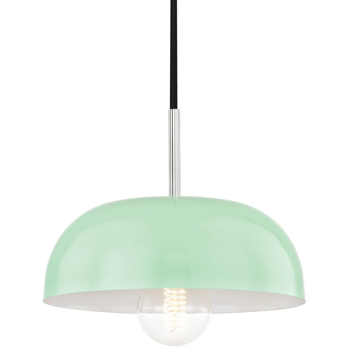 Avery 1 Light 11 inch Polished Nickel Pendant Ceiling Light in Polished Nickel and Mint