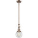 Franklin Restoration Beacon 1 Light 6 inch Antique Copper Mini Pendant Ceiling Light in Incandescent, Clear, Franklin Restoration