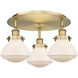Olean 3 Light 18.25 inch Brushed Brass Flush Mount Ceiling Light in Matte White