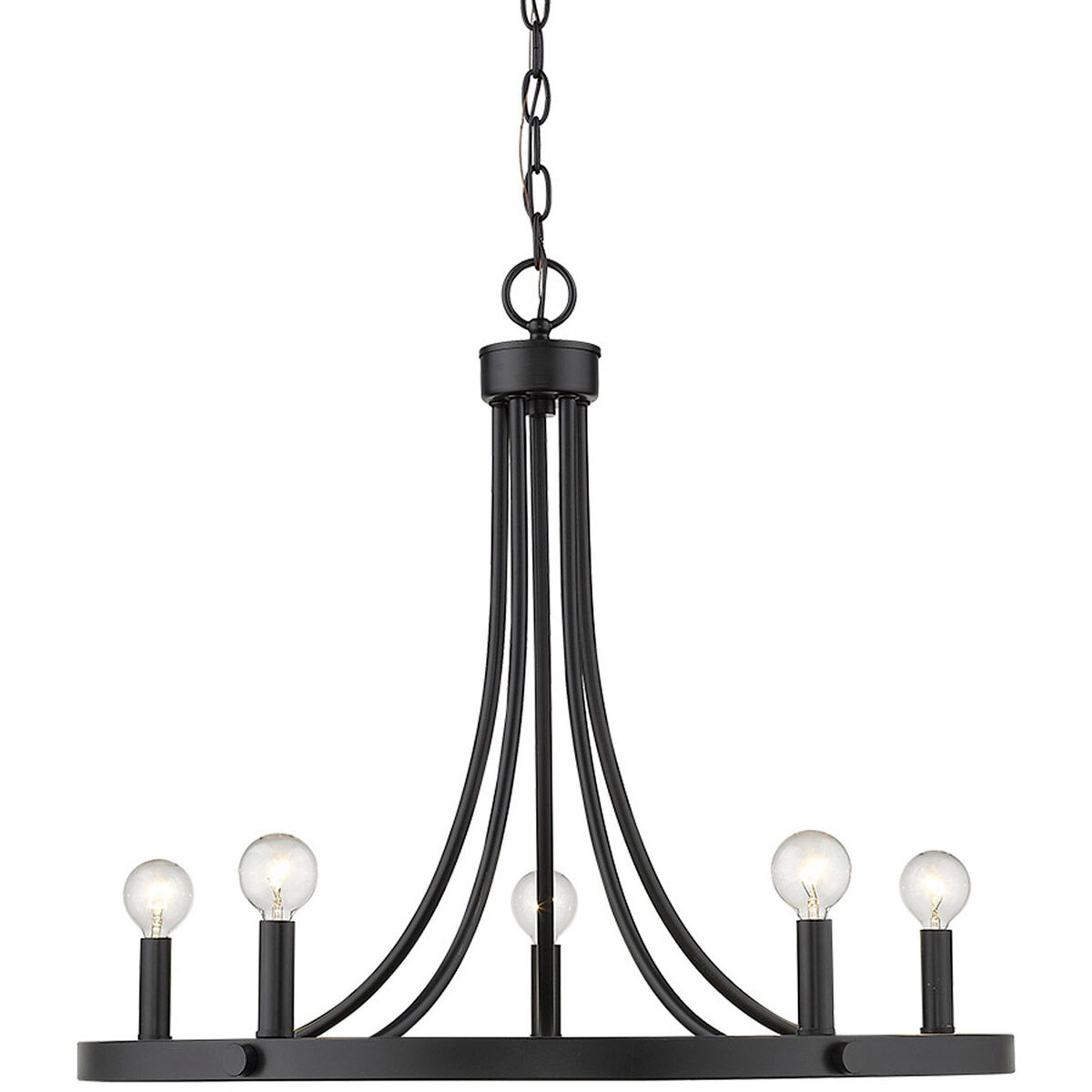 Sawyer 5 Light 25 inch Matte Black Chandelier Ceiling Light