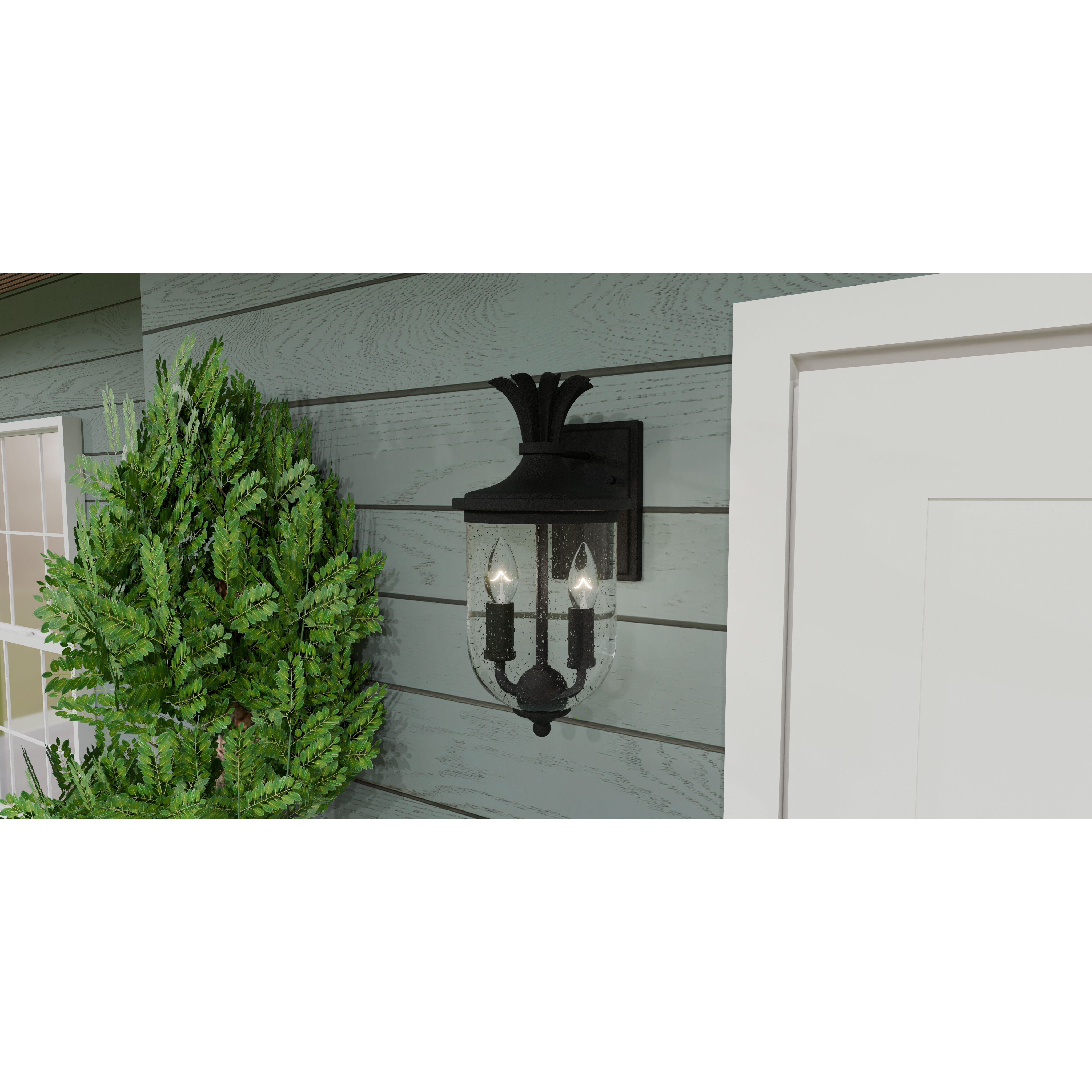 Havana 2 Light 8 inch Earth Black Outdoor Lantern, Medium