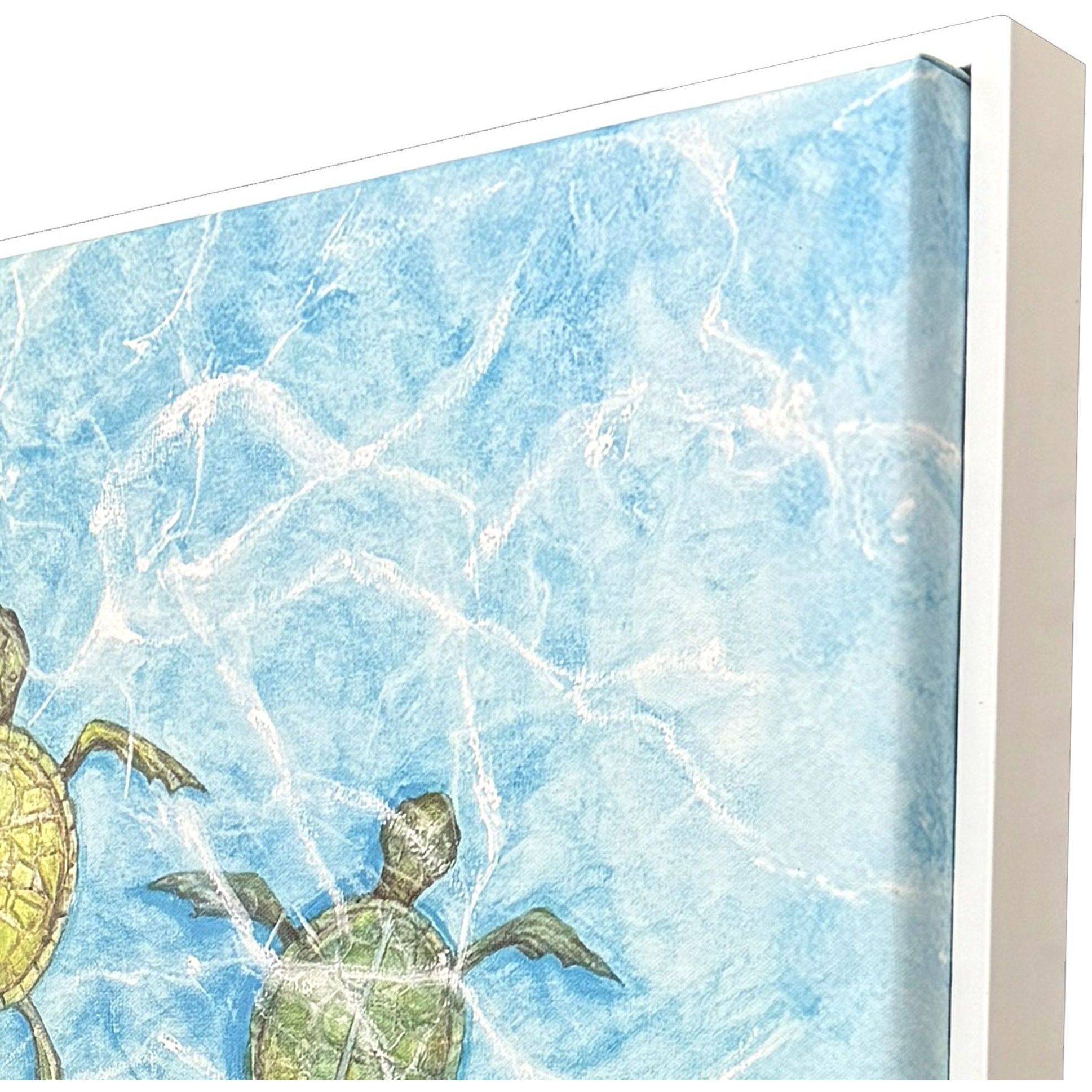 Swimming Turtles Blue and Beige and Green and Multi Canvas, Propac
