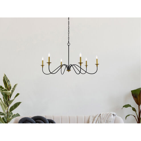 Rohan 6 Light 42 inch Brass and Black Chandelier Ceiling Light