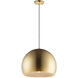 Palla LED 15.75 inch Satin Brass and Coffee Single Pendant Ceiling Light