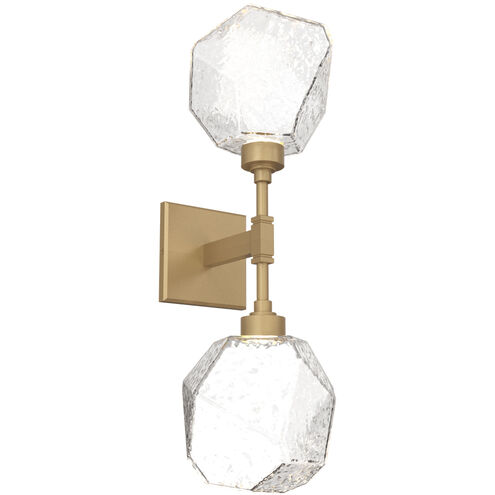 Gem LED 6.5 inch Gilded Brass Indoor Sconce Wall Light in Clear, 2700K LED, Double