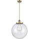 Franklin Restoration Beacon 1 Light 16 inch Antique Brass Pendant Ceiling Light in Clear Glass