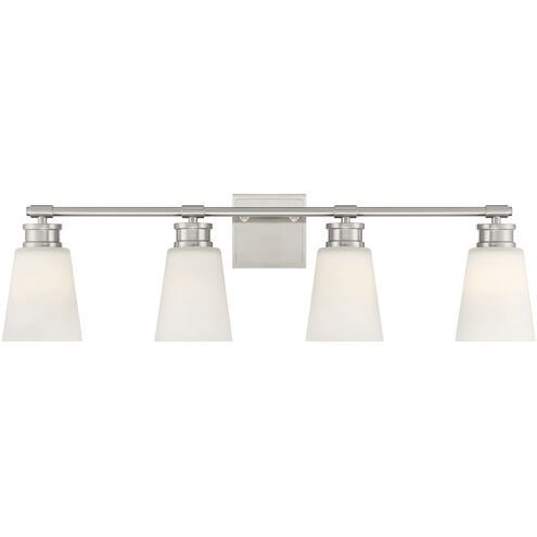 Contemporary 4 Light 31 inch Brushed Nickel Bathroom Vanity Light Wall Light
