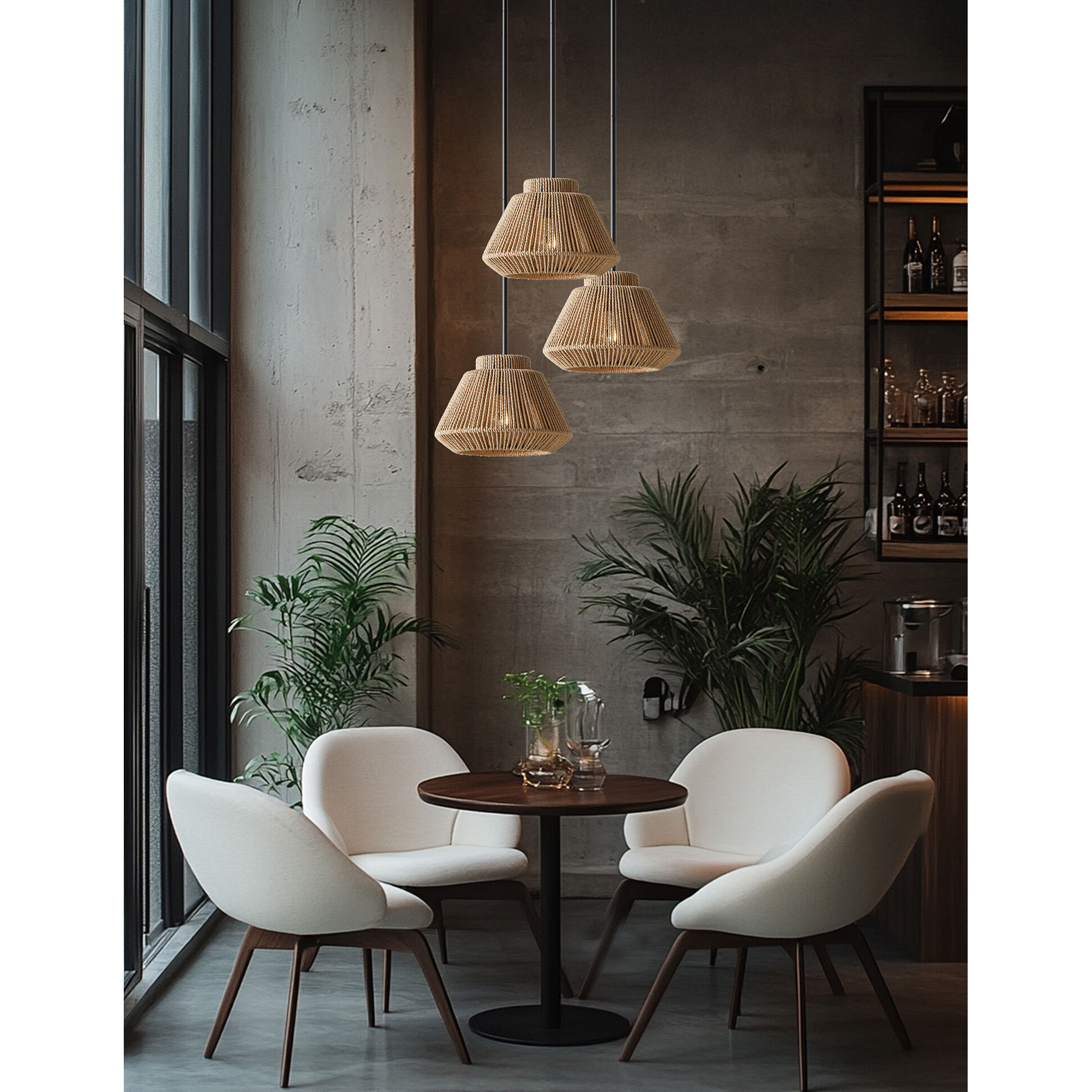 Eco LED 11.5 inch Matte Black Pendant Ceiling Light in Natural