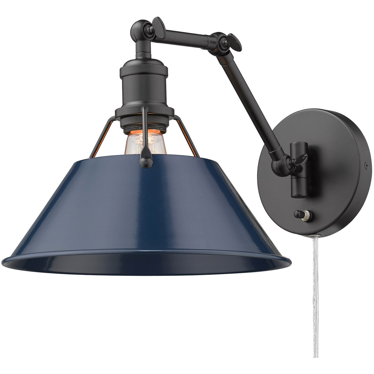 Golden Lighting 3306 A1W BLK NVY Orwell 1 Light 10 inch Matte Black Articulating Wall Sconce Wall Light in Navy Adjustable