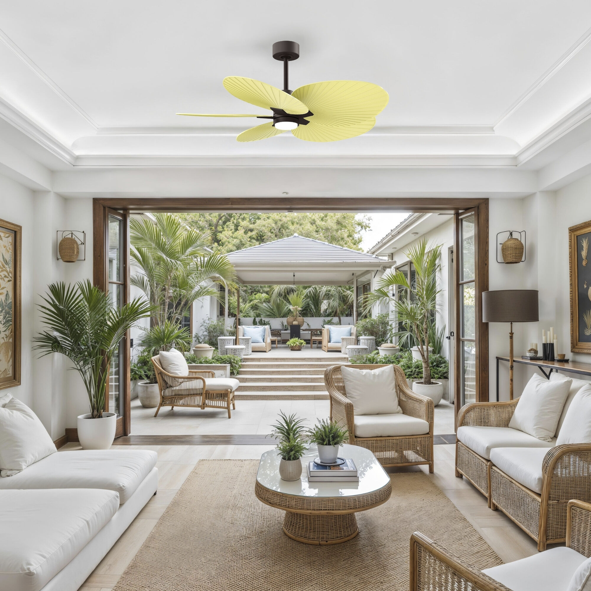 Atlas Alessandra Tropical - LK 48 inch Textured Bronze with Light Yellow Blades Ceiling Fan