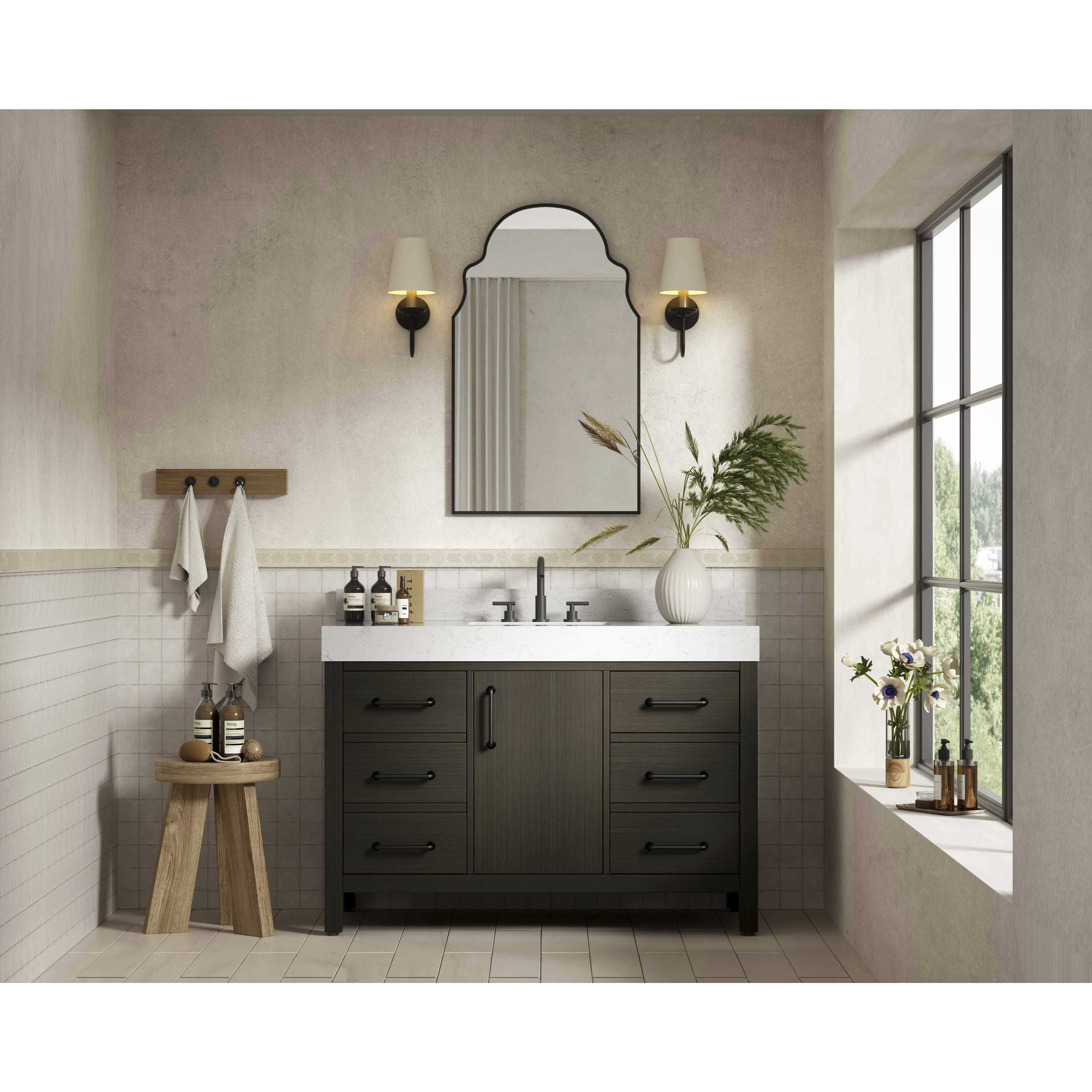 Nathan 48 X 34 inch Mocha Brown Bathroom Vanity Cabinet in Included
