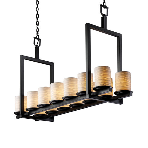 Limoges 14 Light 13 inch Matte Black Chandelier Ceiling Light in Waves, Incandescent