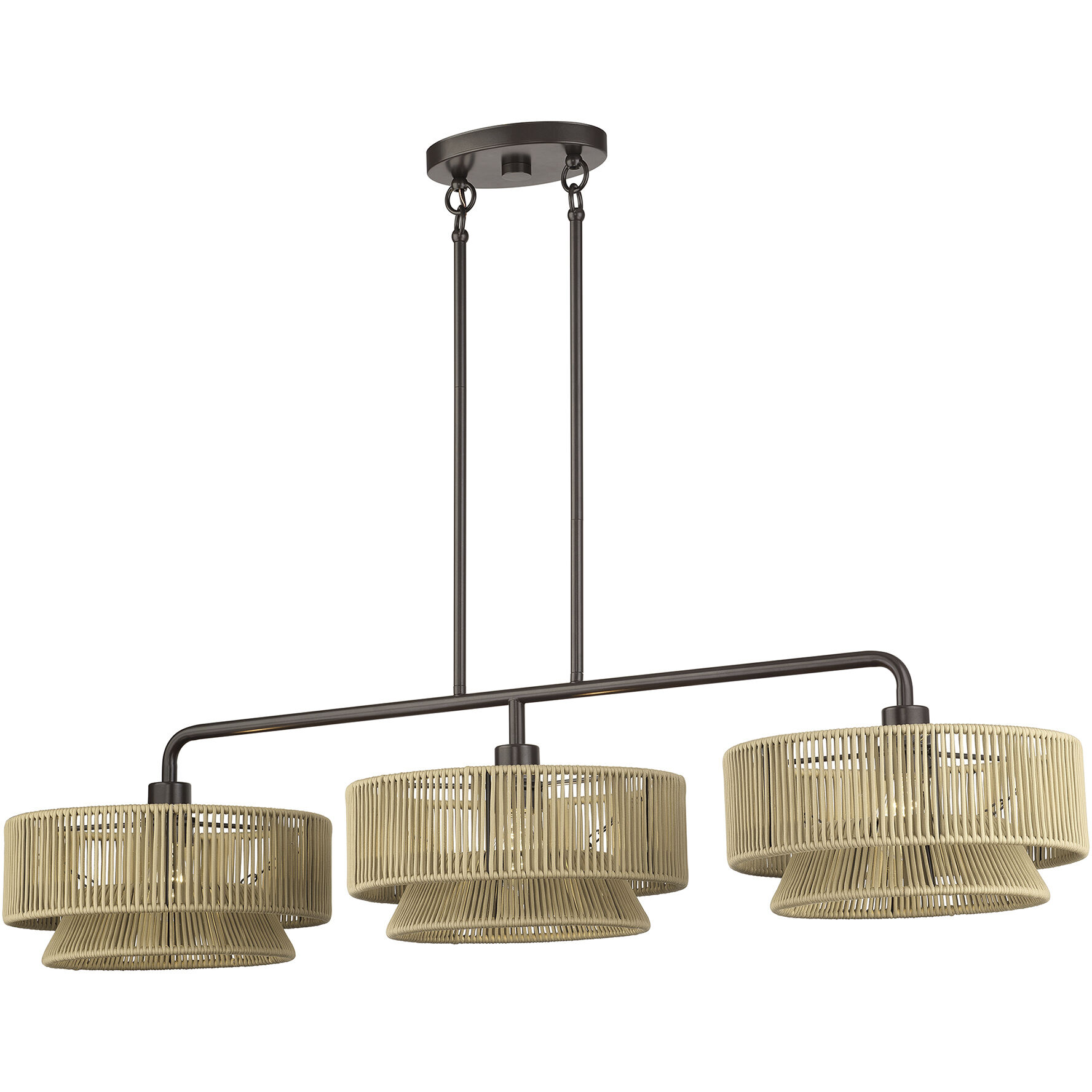 Florell 3 Light 47 inch English Bronze Linear Chandelier Ceiling Light, Extra Large