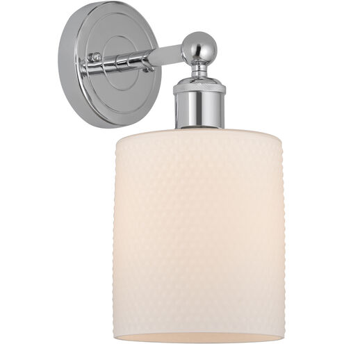 Edison Cobbleskill 1 Light 5 inch Polished Chrome Sconce Wall Light in Matte White Glass