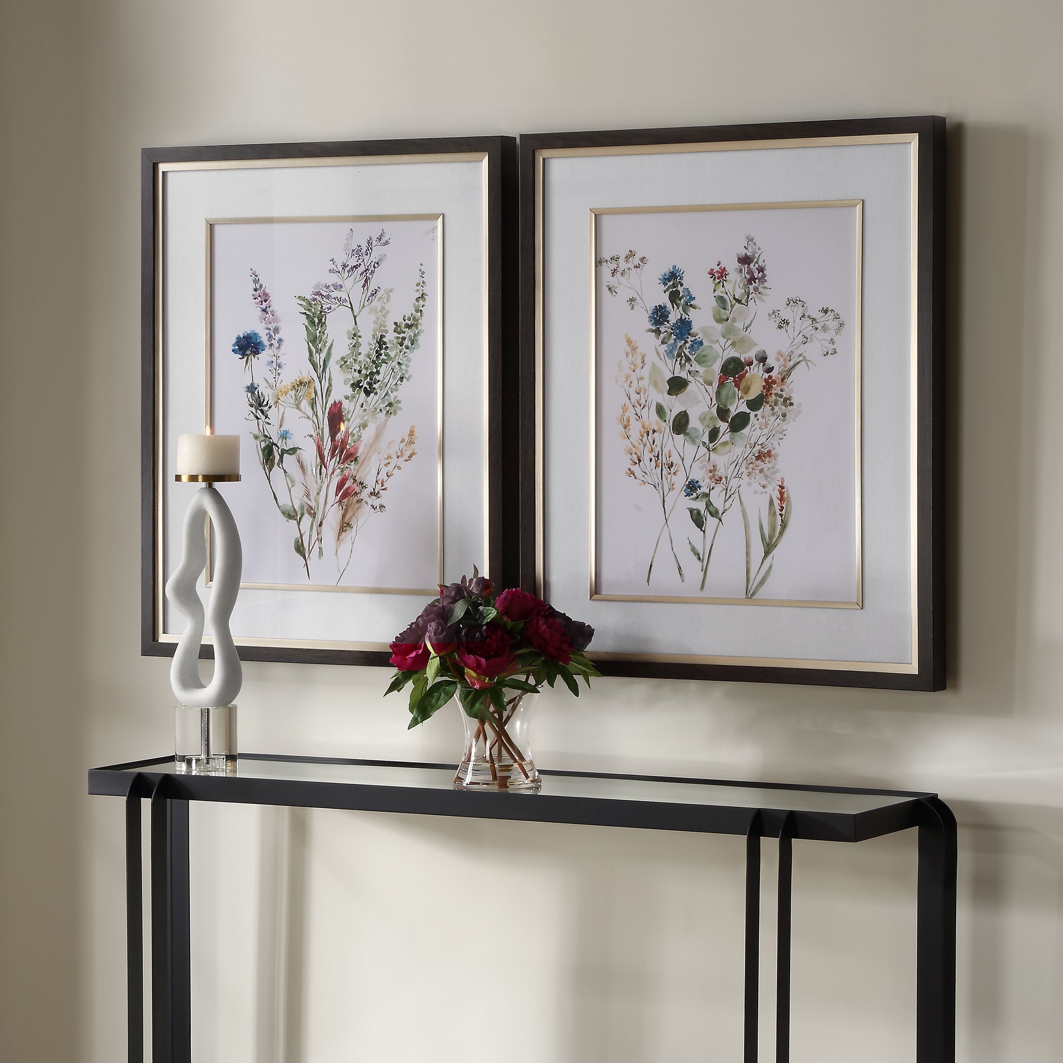 Delicate Flowers 33.63 X 27.63 inch Framed Prints, Set of 2