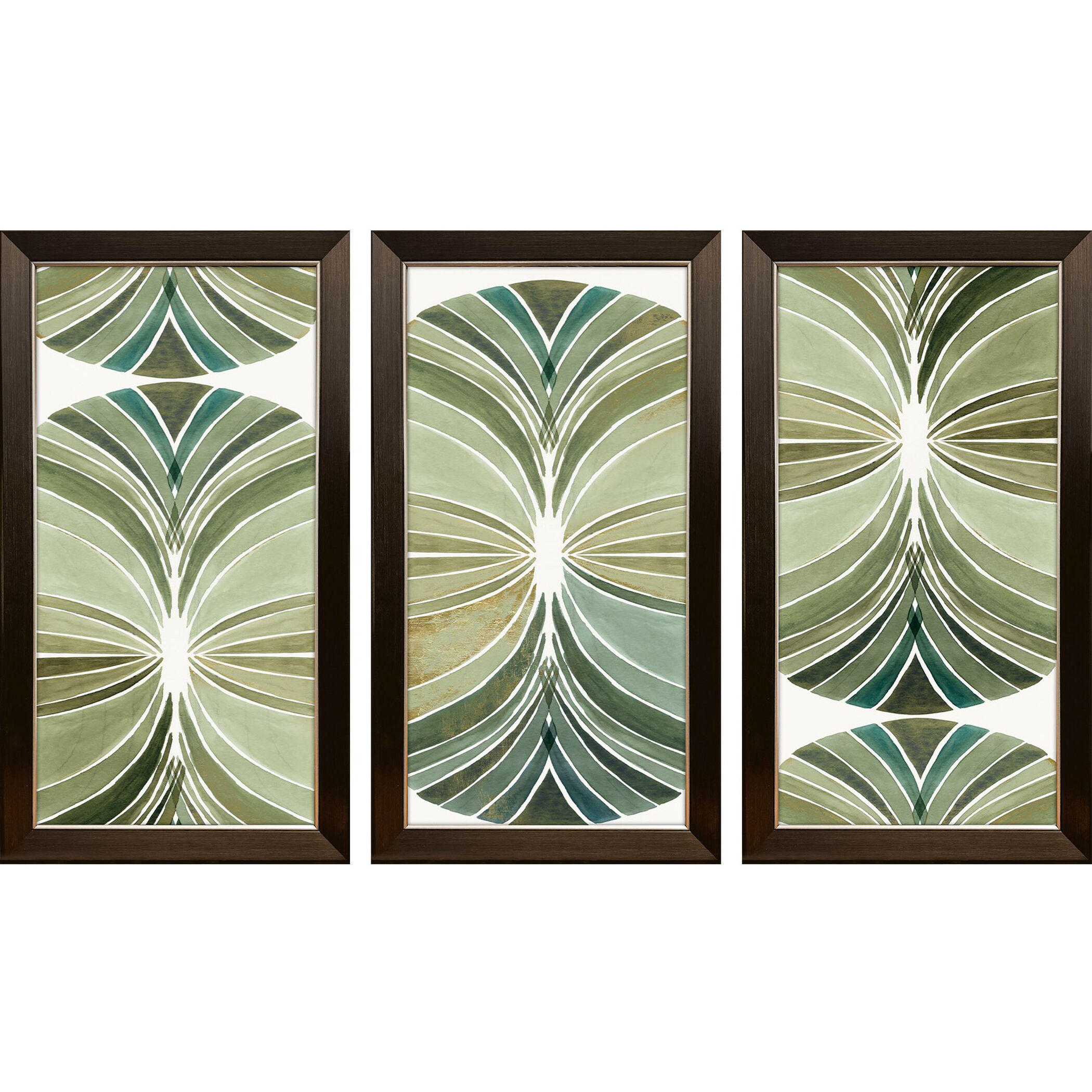 Palm Art Deco Green and Brown Framed Art, Propac