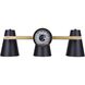 Harken 3 Light 24.5 inch Black/Gold Vanity Light Wall Light